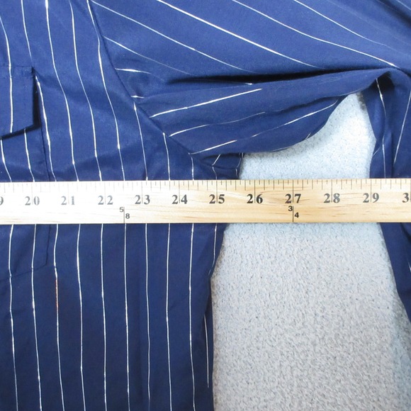 ROPER Western Pearl Snap Shirt Long Sleeve Blue Silver Metallic Stripe Men's XL - Picture 5 of 8
